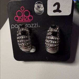 Paparazzi Silver and Black Crystal Earrings